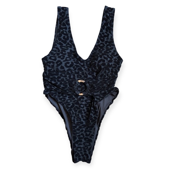 Toluca Black Velvet Leopard One Piece Swimsuit - Picture 1 of 6